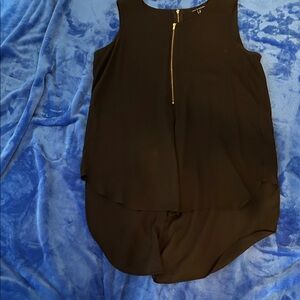 Women's Black Sleeveless Zip-Front Layered Top